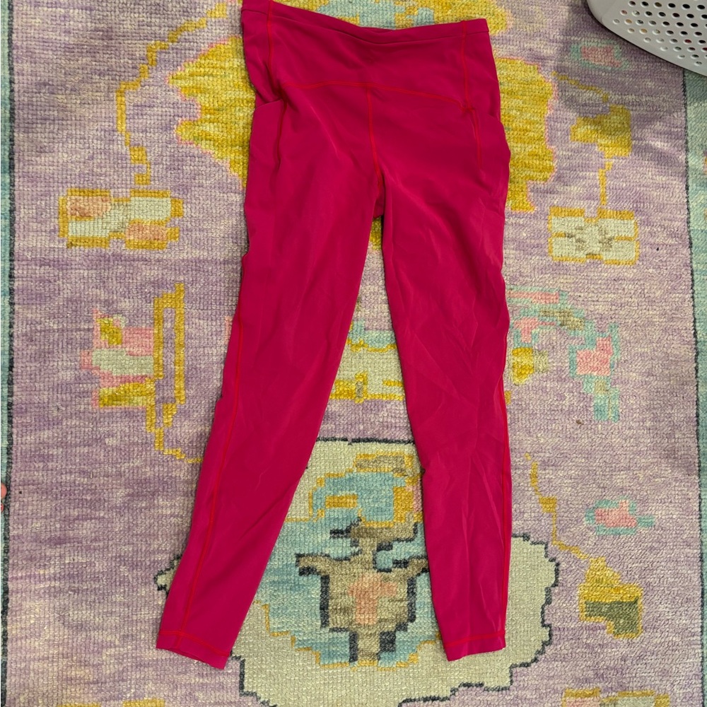 Pink Lulu lemon full length leggings with pockets
